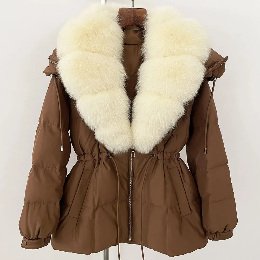 2025 Women New Fur Jacket Lady Natural Raccoon Fur Winter Warm Parkas Hooded Puffer Jacket Waterproof 90% Duck Down Coat Female