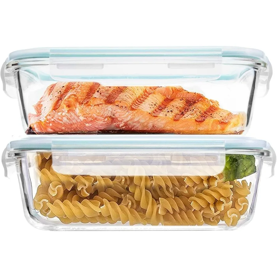 

Luvan 60 унций большие стеклянные контейнеры для хранения продуктов с крышкамиСклянные контейнеры для приготовления еды Коробки для бенто Контейнеры для обеда Не содержит BPA LeakPr