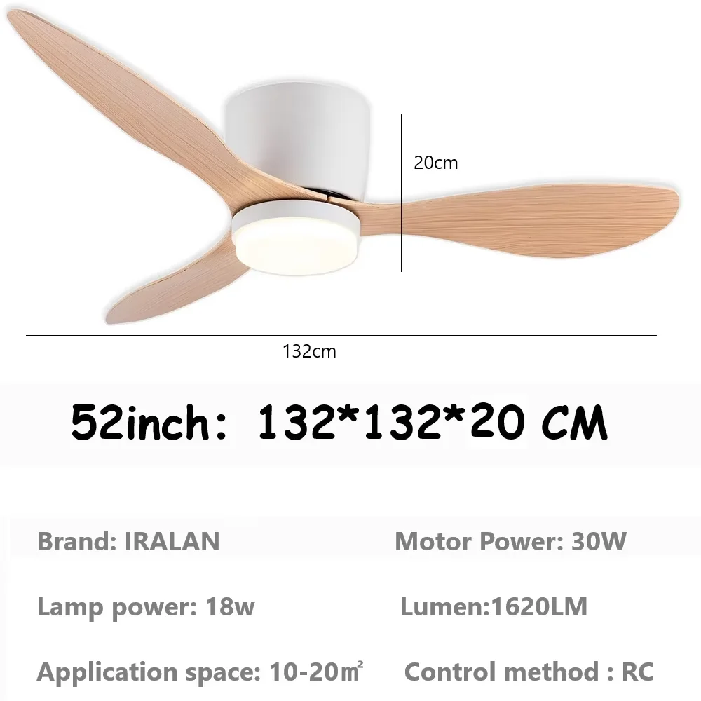 IRALAN plafondventilator met led-licht afstandsbediening grote minimalistische coole plafondlamp voor binnen ventilator slaapkamer woonkamer eetkamer