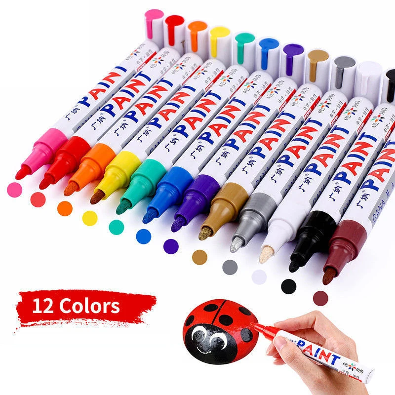 Waterproof Cars Wheel Tire Oily Mark Pen Auto Rubber Tyre Colorful Permanent Paint Pen Graffiti Touch Up Paint Marker Pen