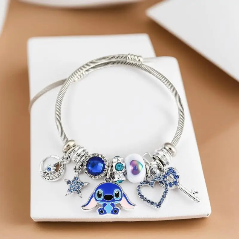 Disney Cartoon Diy Charms Bracelets Kawaii Stitch Beads Pendant New Hand Chains Cute Bangle Jewelry Accessories Gifts for Girls