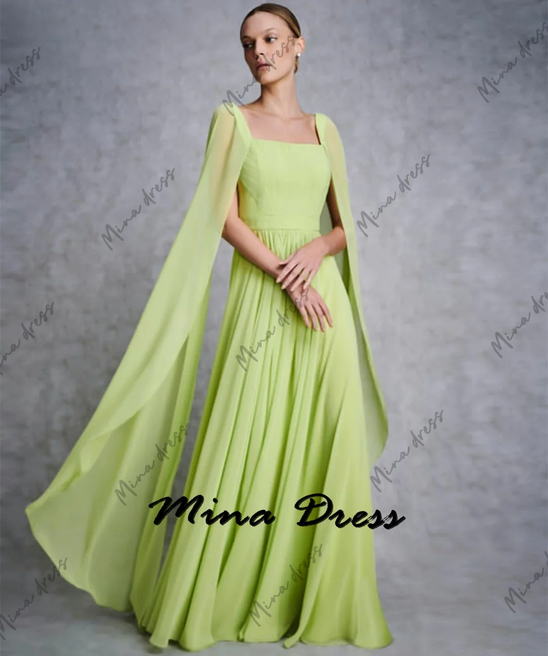 

Mina Customized Gala Dresses Woman 2024 for Party Dress Es Square Collar Wedding Guest Dress Women With Cloak Ball Gowns Evening