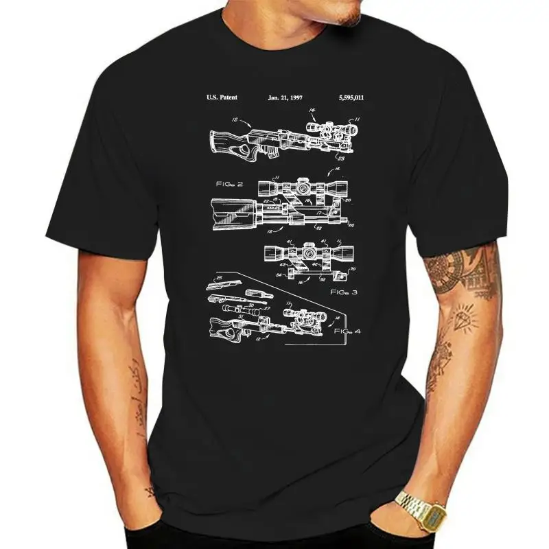 T-Shirt Ak47 Scope Patent Print Art 1997 Rifle Ak 47 Military New 2022 Fashion Cotton Man Shirts Christian T Shirt