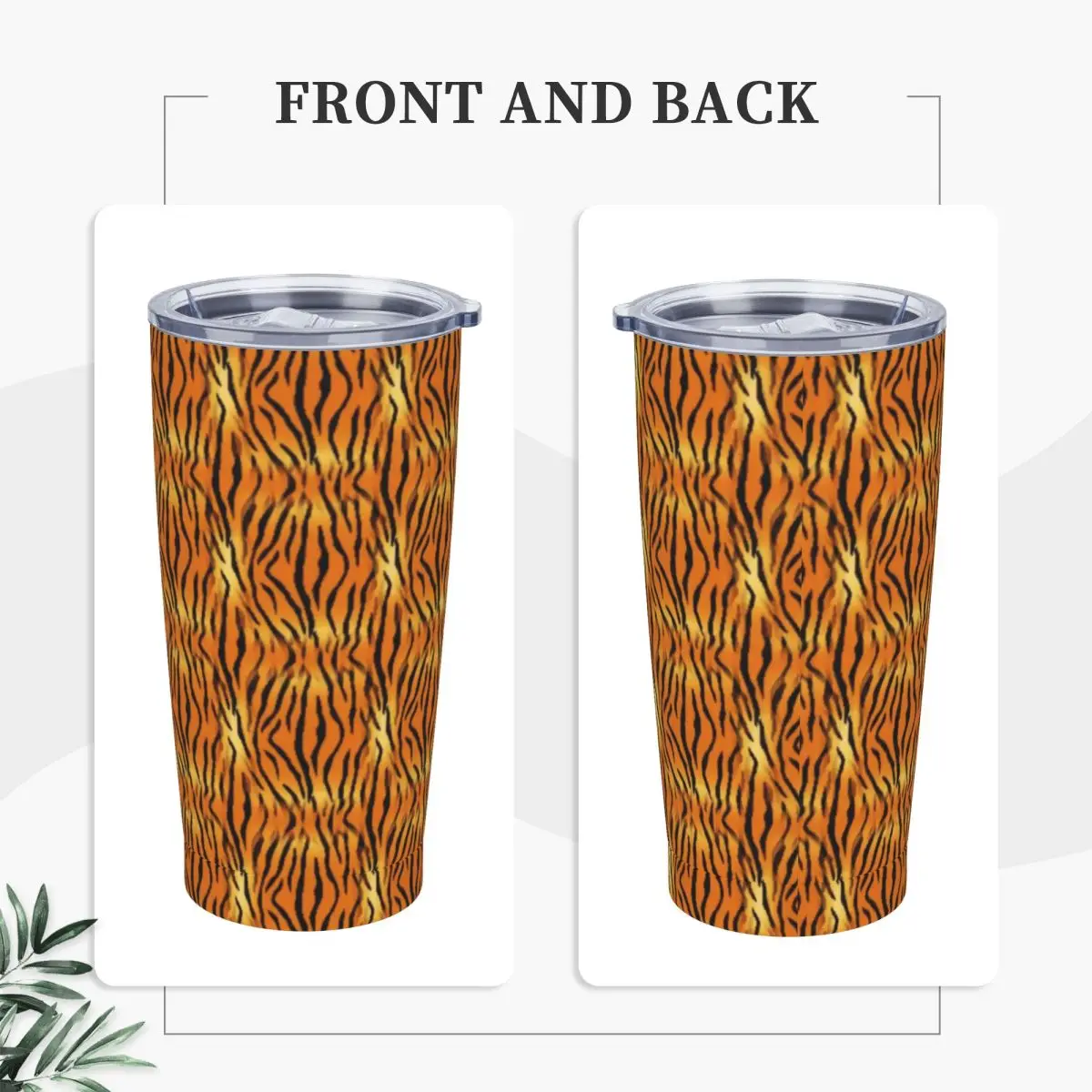 Orange Tiger Print Stainless Steel Tumbler Bright Animal Stripes Driving Car Mugs Coffee Mug Hot Drinks Milk Tea Water Bottle