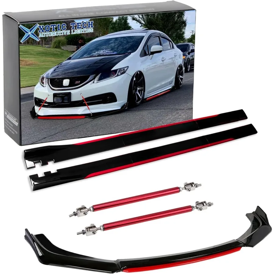 

Спойлер на передний бампер для подбородка + боковая юбка 2,2 м, диффузоры крыльев + регулируемый опорный стержень 1013, универсальный, подходит для большинства автомобилей, глянцевый