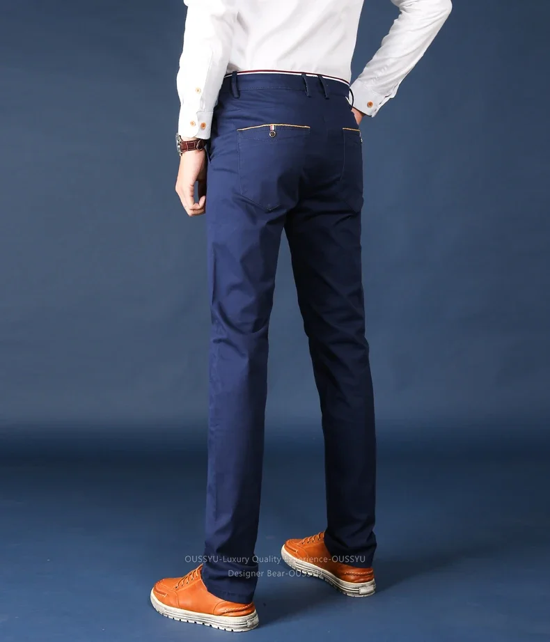 Herbstliche Einfarbige Herrenhose aus Baumwolle, Schmal Geschnittene Klassische Bleistifthose, Business-Hose im Koreanischen Stil, Lässige Chino-Twill-Hose für Männer – Detail 8