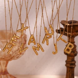 E.B.belle one piece Classic Party Balloon 26 Initial Letter Pendant Necklace Gold plated premium stainless steel jewelry women