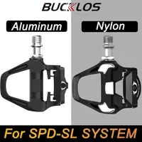 BUCKLOS Road Bike Aluminum Pedals 6 Degree Bicycle Self-Locking Pedal with Locking Plate for SPD-SL Cr-Mo Steel/Titanium Spindle