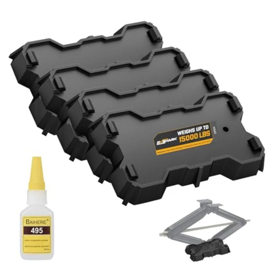 

RV stabilizer supports jack pads 4-pack, heavy-duty 15000 lbs leveling blocks for 8.75-9.5 scissor jack, black solid non-slip r