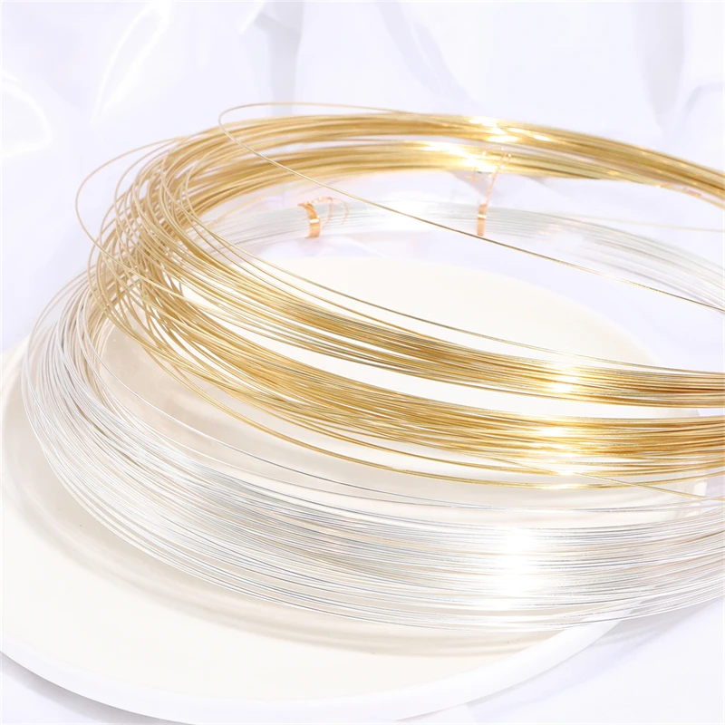 

1M 0.4/0.5/0.6/0.7/0.8/1mm 14K Gold/Silver Plated Copper Flexible Metal Beading Wire Semi-Hard Copper Wire For Jewelry Findings