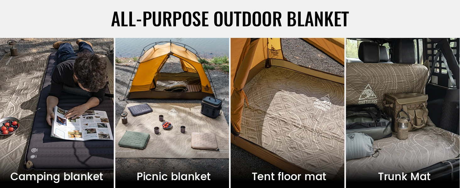 OneTigris Picknick-Campingmatte Ultraleicht für 3 Personen Faltbare Reisedecke Feuchtigkeitsbeständig Geeignet für Kies, Gras, Strand und Boden – Detail 6