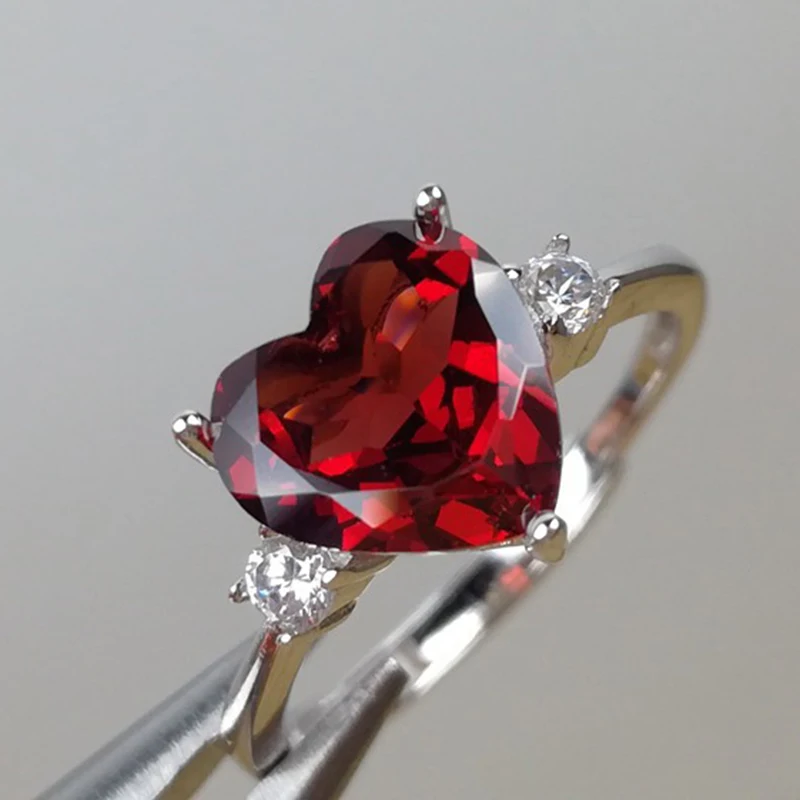 

MeiBaPJ Fine Quality Natural Red Garnet Gemstone Trendy Ring for Women Real 925 Sterling Silver Charm Fine Jewelry