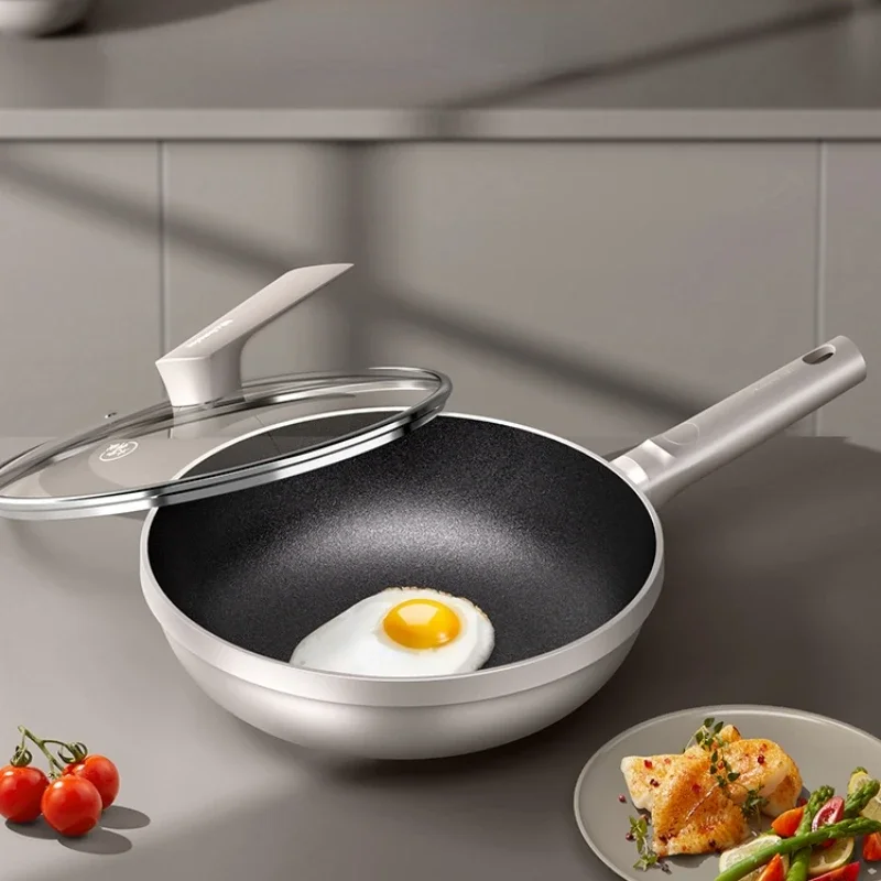 Non-Stick Pan with Titanium Wok Household Wok Gas Stove Induction Cooker Special Use Pot Pan Braising Frying Pan