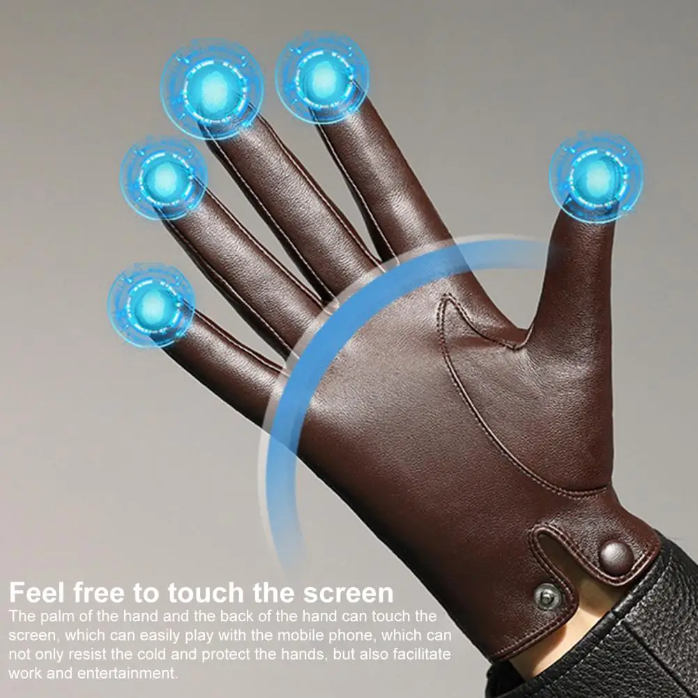 

Anti-deform 1 Pair Stylish Men Touch Screen Non-slip Motorcycle Gloves Thick Driving Gloves Hollow for Cold Day