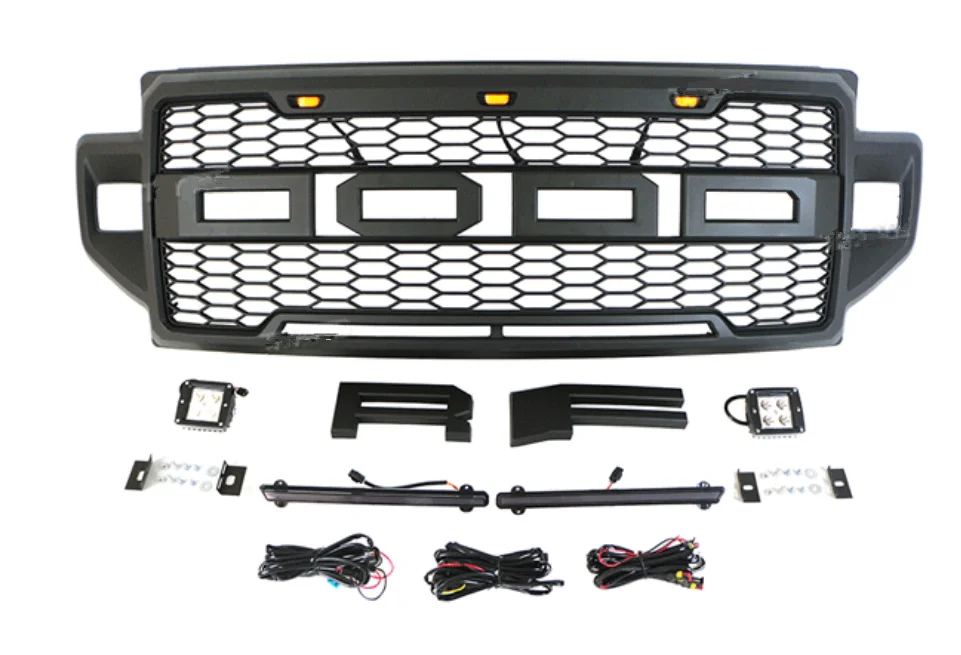 Good Quality ABS Front Middle Grill Racing Grills With LED Lights Fit For Ford F250 F350 F450 2021 2022