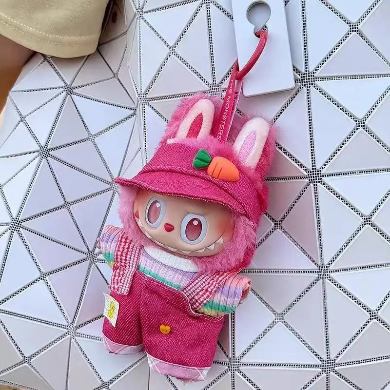 

2025Fashion cool rainbow striped suit labubu baby clothes one, two, three generations of universal doll clothing party gifts