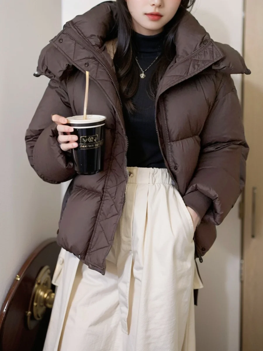 Women Black Gothic Parka Jacket Harajuku Overcoat Warm Thicken Coat Korean Turtleneck Padded Jacket Vintage Winter 2000s Clothes