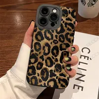 Fashion Gold Leopard Silicone Phone Case For iPhone 15 14 Pro Max 11 13 12 Mini SE 7 8 Plus X XR XS Matte Soft Shockproof Cover