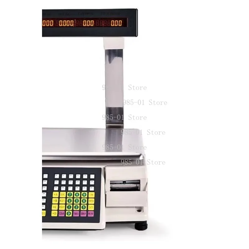 Electronic Scale with Adhesive Label Printing Cashier Weighing Machine Commercial Barcode Scale for Supermarket Fruit Store