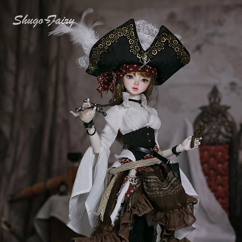 

ShugaFairy Lynn Bjd Doll 1/4 Bariy Body Middle Ages Sea Warrior Pirate Captain Moveable Joints Full Set FashionDoll