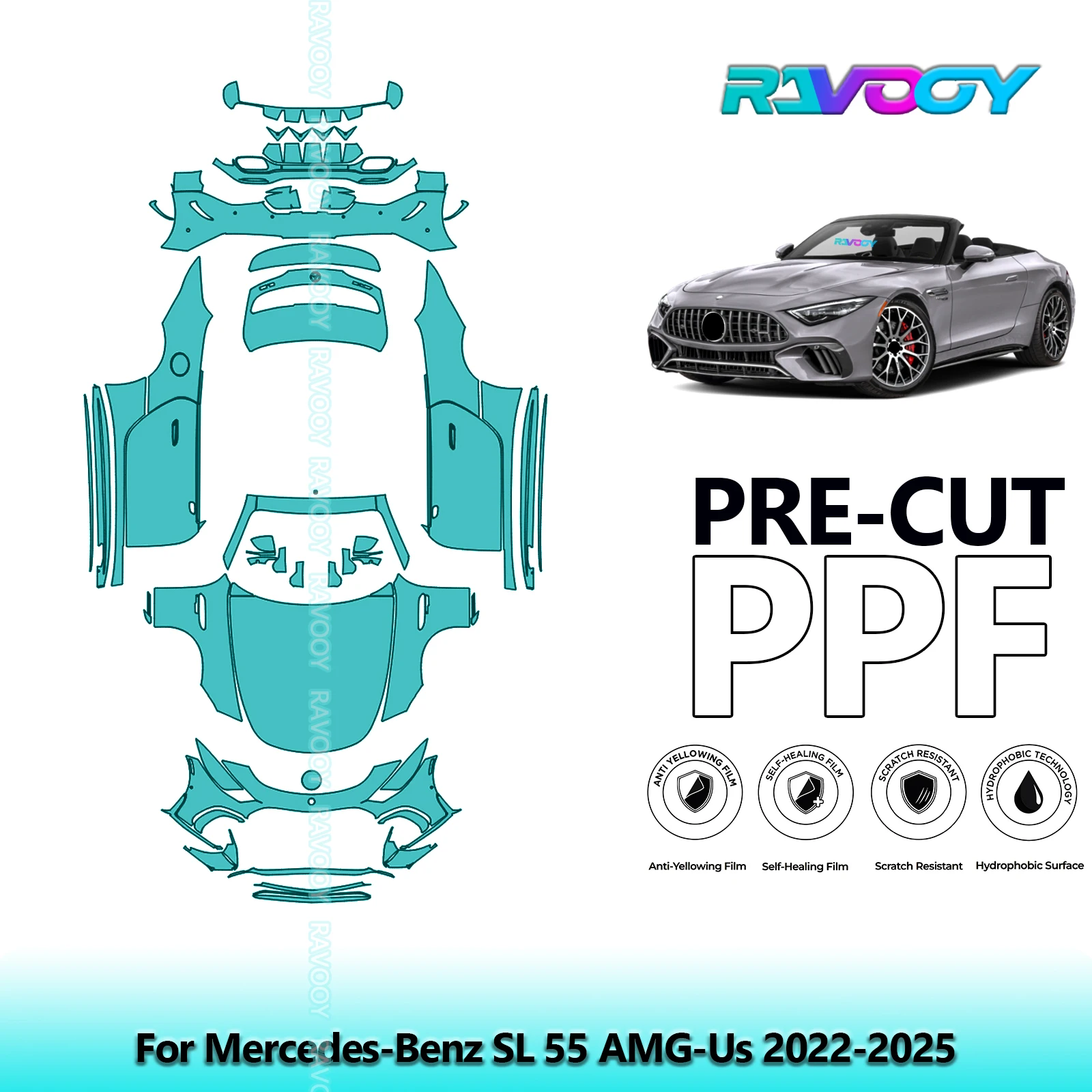 

Full Vehicle Clear Bra Precut PPF Paint Protection Film For Mercedes-Benz SL 55 AMG-Us 2022-2025