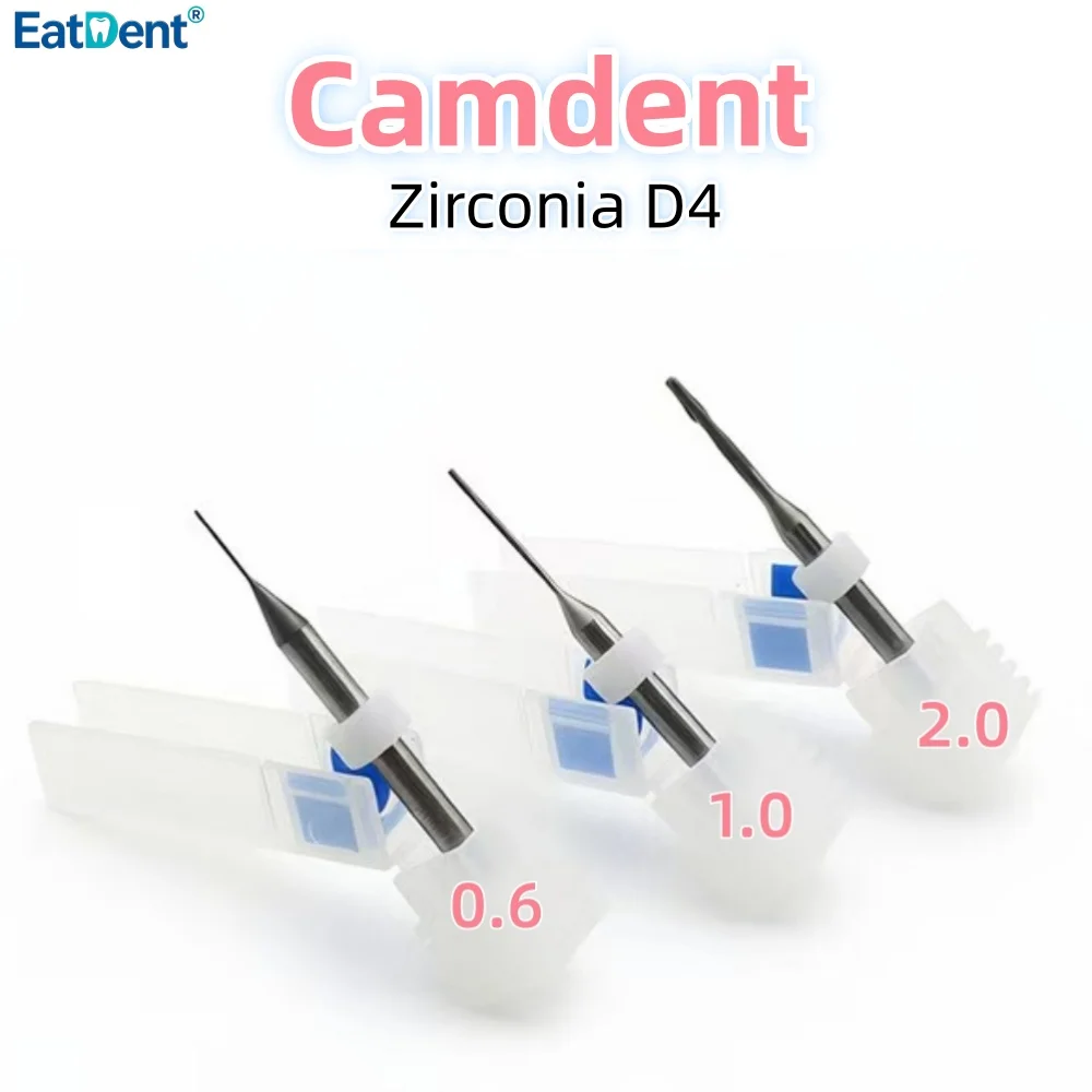 Camdent Dental Milling Burs for Zirconia Lithium Disilicate/Emax Glass-ceramic Metal PMMA DC Coating D6/D4 Grinding Drills Tool