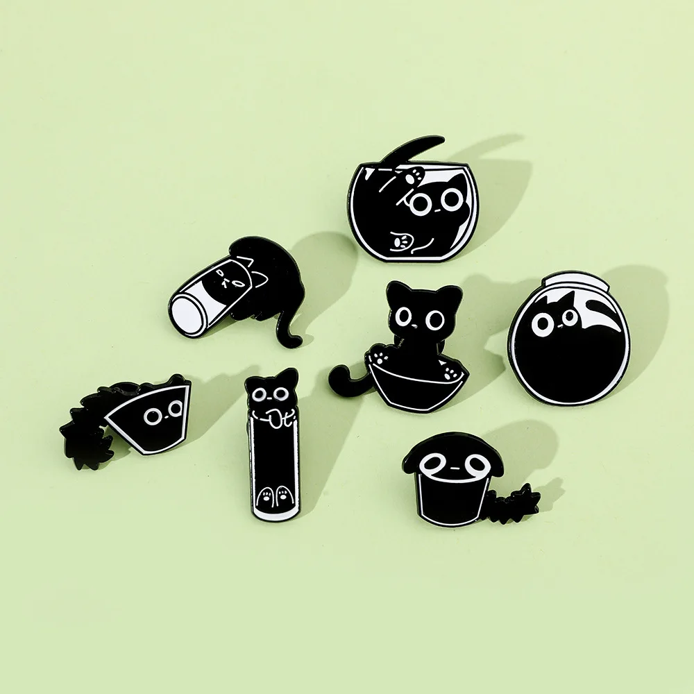 Kitten Brooch Cute Personality Cartoon Funny Metal Badge Accessories. Lapel Pins for Caps Decorative Brooches Backpack Pin Cap