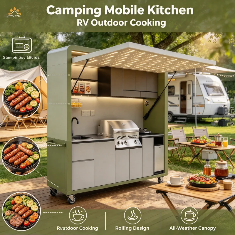 Modern Outdoor Kitchen for Backyard One-stop Multi Function Kitchen for House High End Portable Kitchen Custom