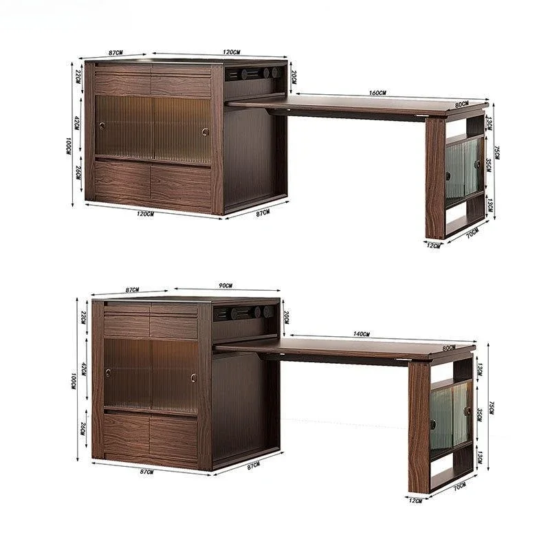 New Chinese-style all-solid wood table, island table, integrated large-sized dining table, simple table with kitchen