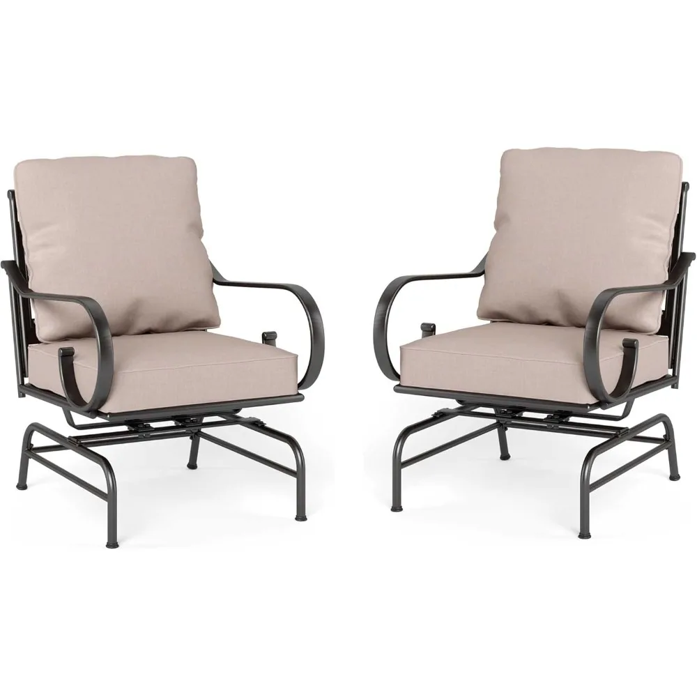 

Extra Large & High Back Patio Furniture Set Metal Modern Outdoor Conversation Sets with Motion Chairs