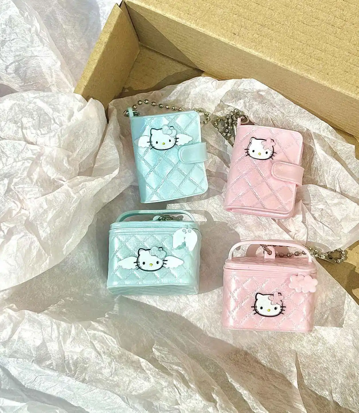 

Kt Cat Angel Series Kawaii Cartoon Animation Simulation Phone Bag Mini Makeup Bag Pendant Phone Keychain Blind Box Girl Gift