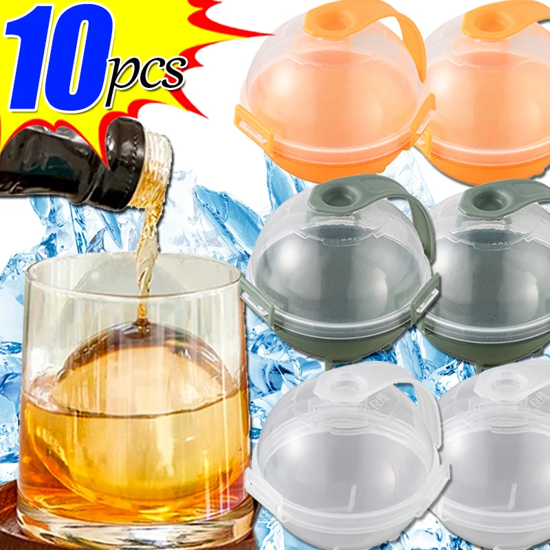 1/10PCS Round Ice Ball Mold Quick Ice Maker for Whisky Cocktail Food Grade Ice Cube Molds with Fixed Buckles Kitchen Bar Gadgets