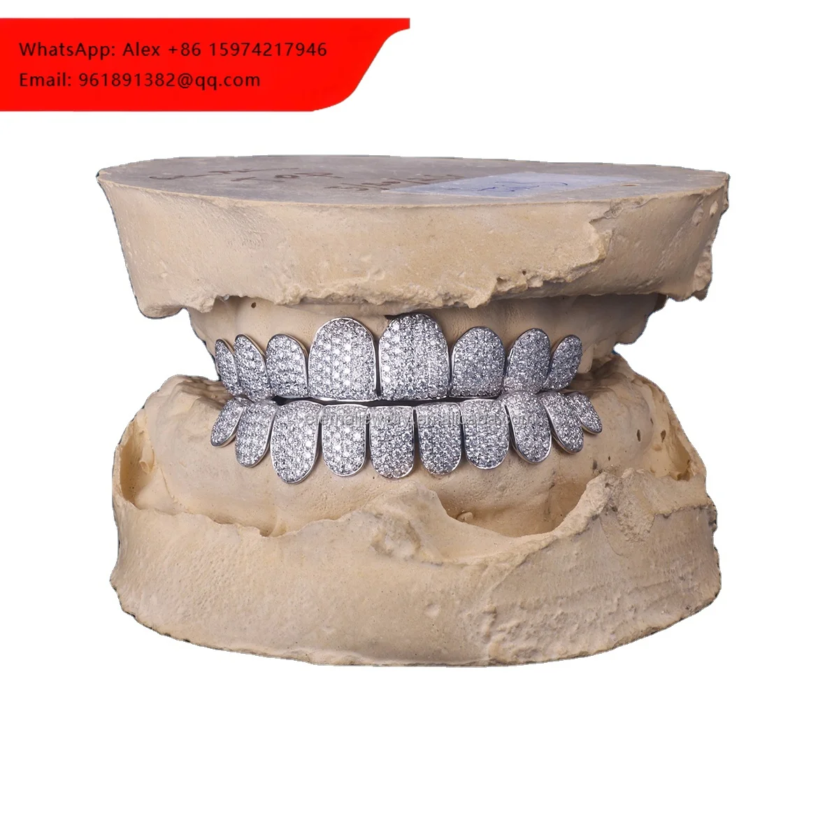 

925 Sterling Silver Hip Hop Jewelry Honeycomb SettingTeeth Grillz With Custom Rich Ice Out Moissanite Diamond Grillz