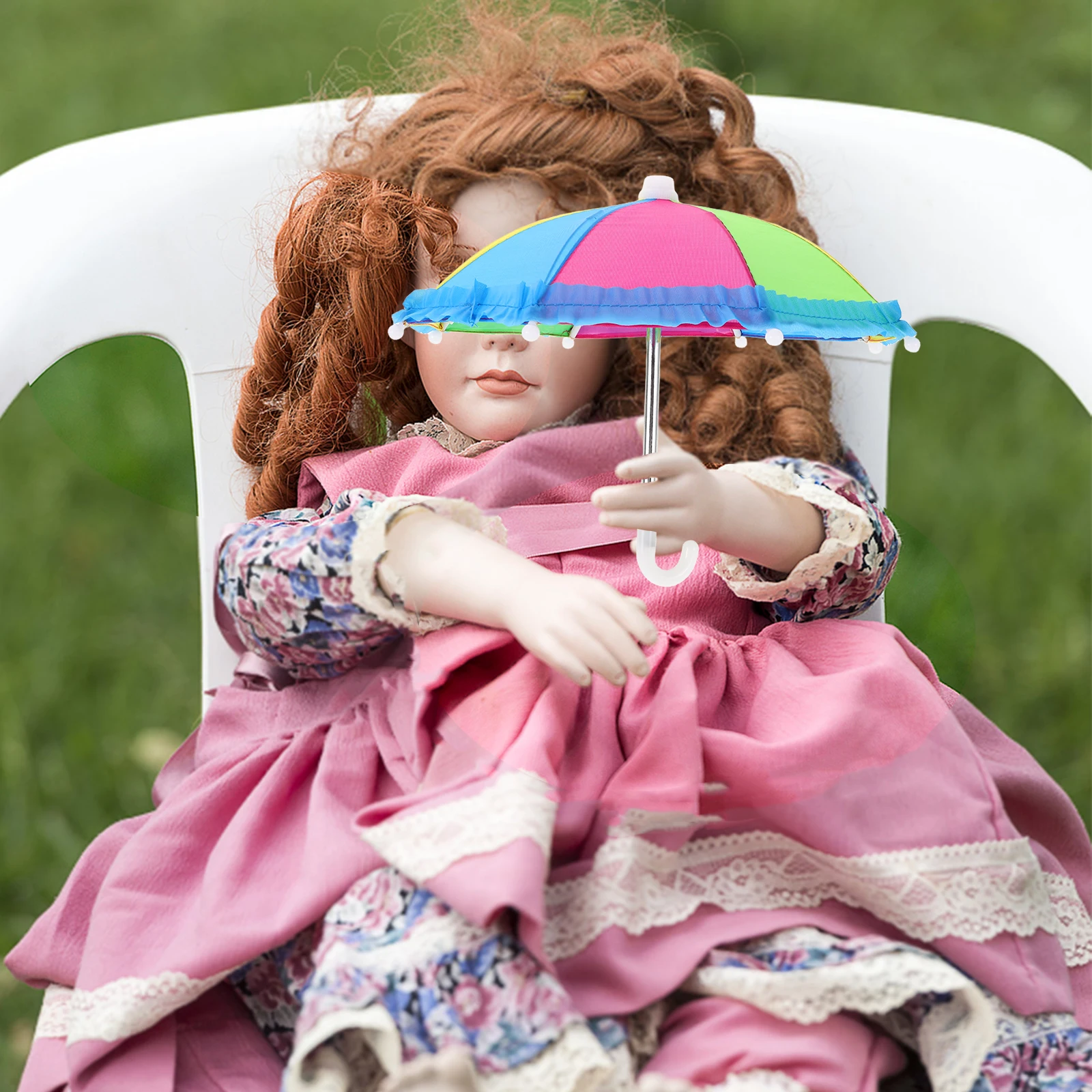 

Rainbow Umbrella for Girls Cotton Parasol Weather Accessories Decorative