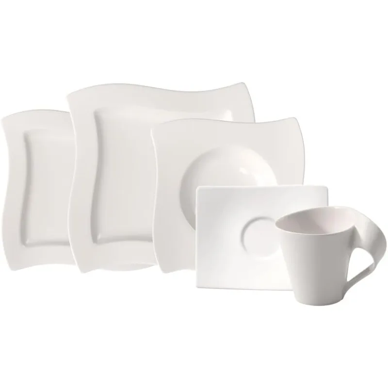 New Wave 30-Piece Basic Dinnerware Set, White