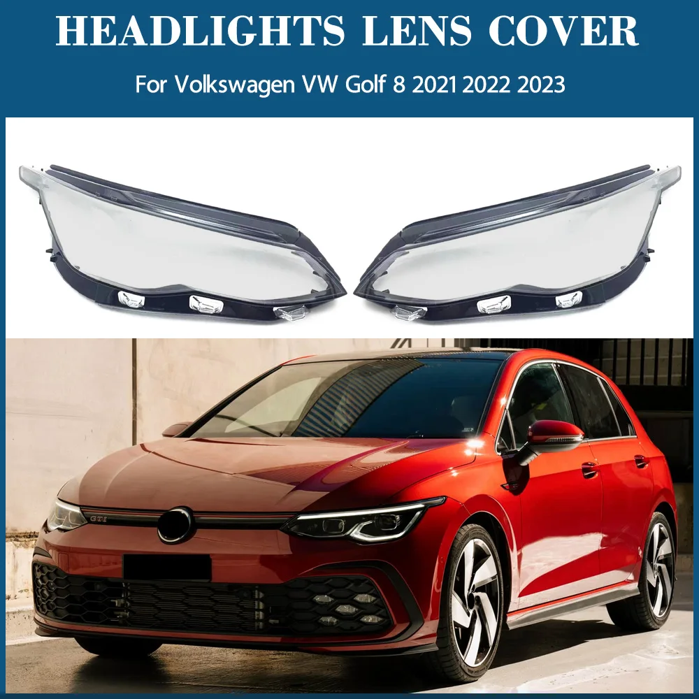 

For Volkswagen VW Golf 8 2021 2022 2023 Transparent Headlamp Cover Headlight Mask Lampshade Lamp Shell Plexiglass Replace Lens