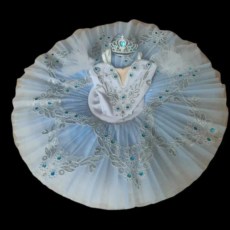 الأطفال الباليه الرقص توتو تنورة ليتل سوان جديد الضوء الأزرق المهنية الحمالات المرأة تنورة مرحلة الأداء الملابس