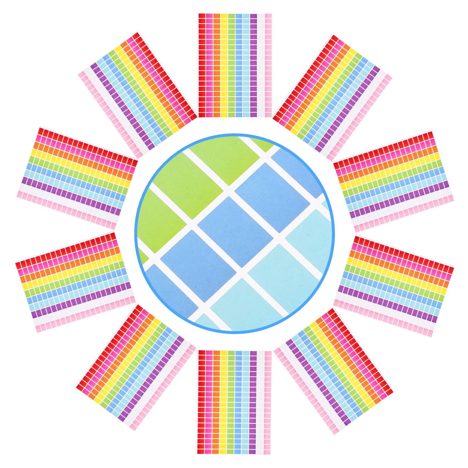 

10 Sheets Colored Rectangular Stickers Self-Adhesive Color Coding Labels for Containers Bottles Files Paper Plastic Bags Fabric