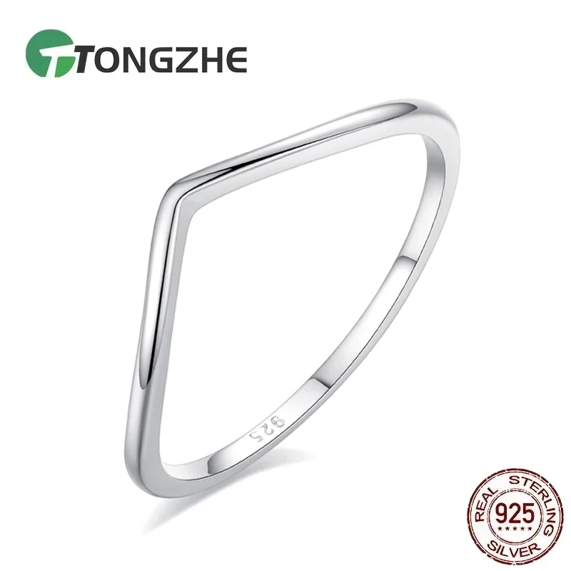 KALETINE 925 Sterling Silver Simplicity Classic Smooth V-shaped Ring For Women Engagement Wedding High Quality Fine Jewelry