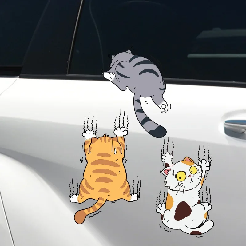 New Reflective Stickers Creative Cute Cartoon Catching Pet Cat Car Reflective Stickers Catching Mask Strips Car Accessories