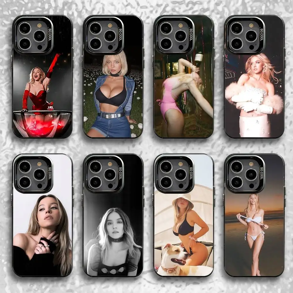 

S-Sydney S-Sweeney Phone Case For iPhone 16,15,14,13,12,11,Pro,Max,Plus,Mini,SE Black Candy Matte Shockproof Cover