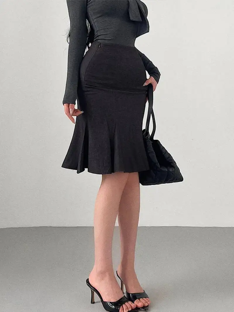 Pure Desire Style Gentle Sexy High Waist Slimming Ruffled Mid-Length Bodycon Mermaid Skirt Slim Women Mini Skirts 2026 New EVP8