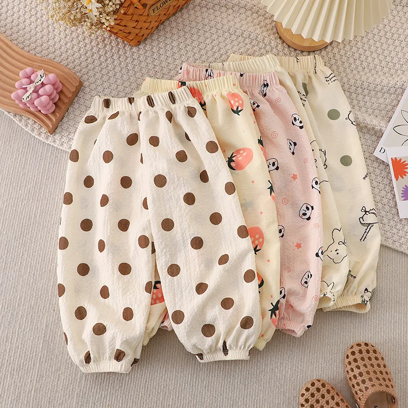 Organic Cotton Baby Pants Children's Girls Cartoon Dog Floral Linen Clothes Autumn Spring Summer Winter Kid Boy Soft Trousers