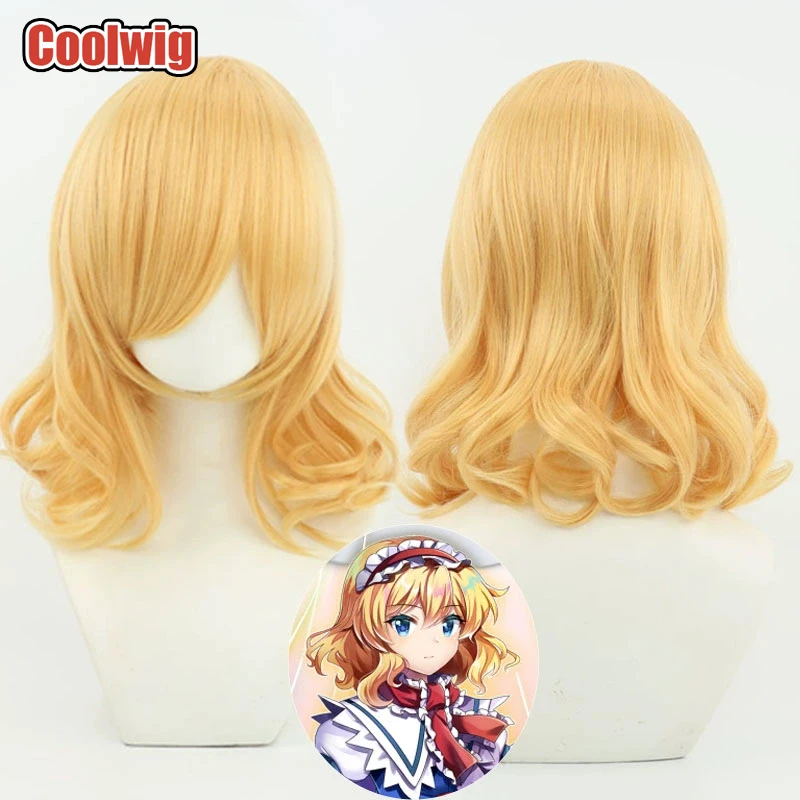 Coolwig Synthetic Hair Alice Margatroid Cosplay Wigs Touhou Project Alice Margatroid 40cm Long Wavy Blonde Wig Heat Resistant