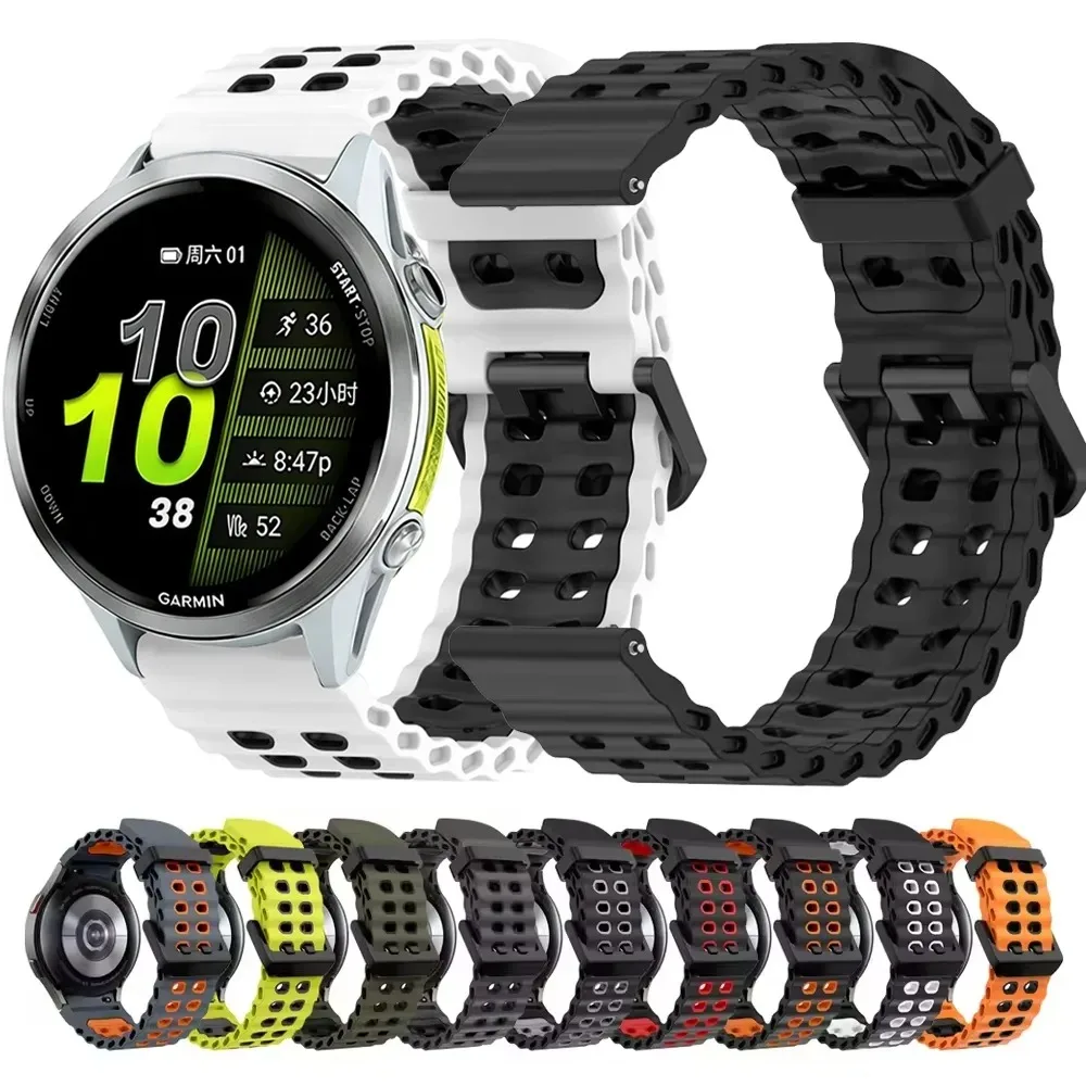 22mm Ocean Silikonarmband für Garmin Forerunner 970 965 265 255 570 47mm Komfortables Correa Garmin Venu 4/3/2 Amazfit Active Max Armband