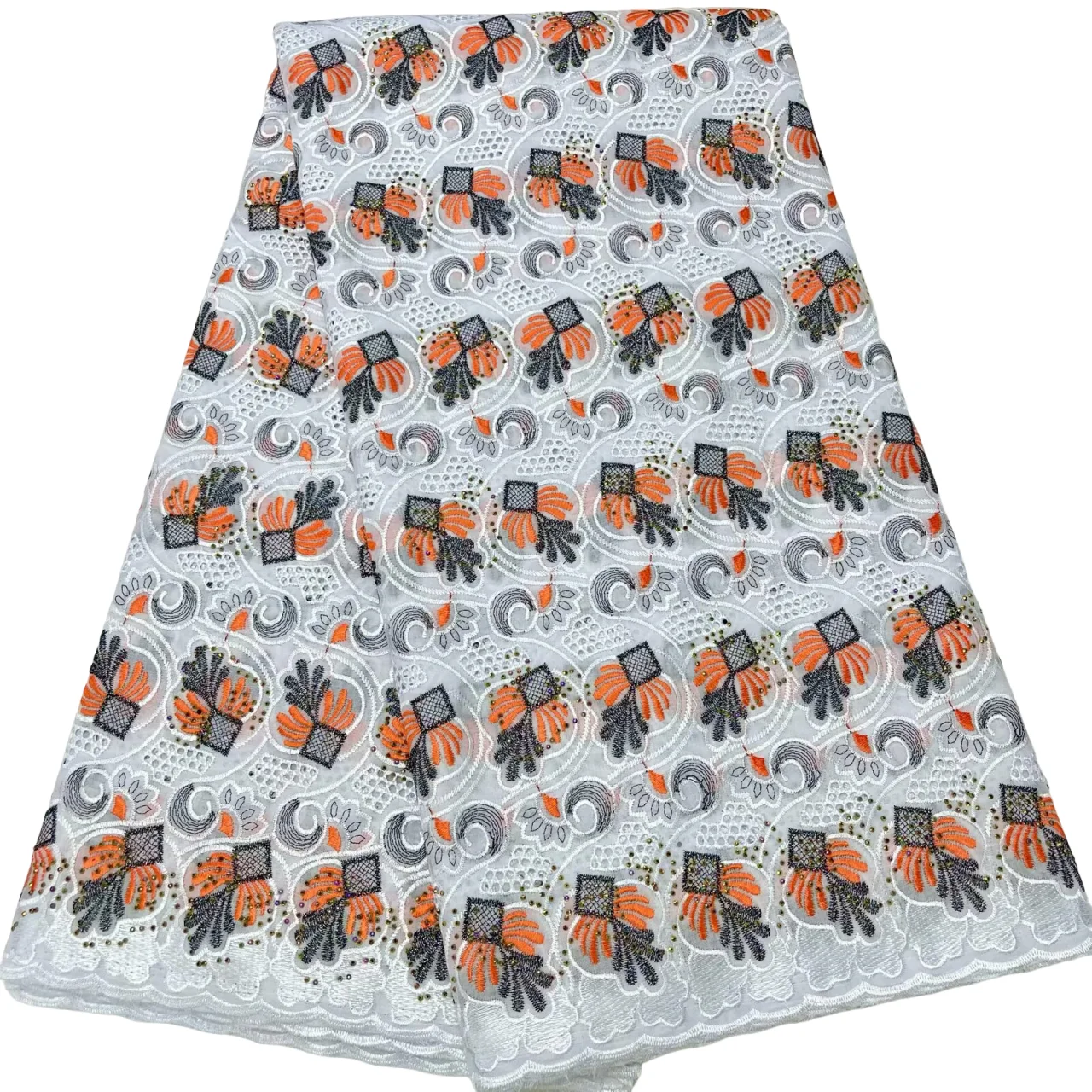 

2025 африканская вышитая 100% хлопковая кружевная ткань высокого качества 5 ярдов нигерийская кружевная ткань швейцарская вуаль свадебное платье для женщин