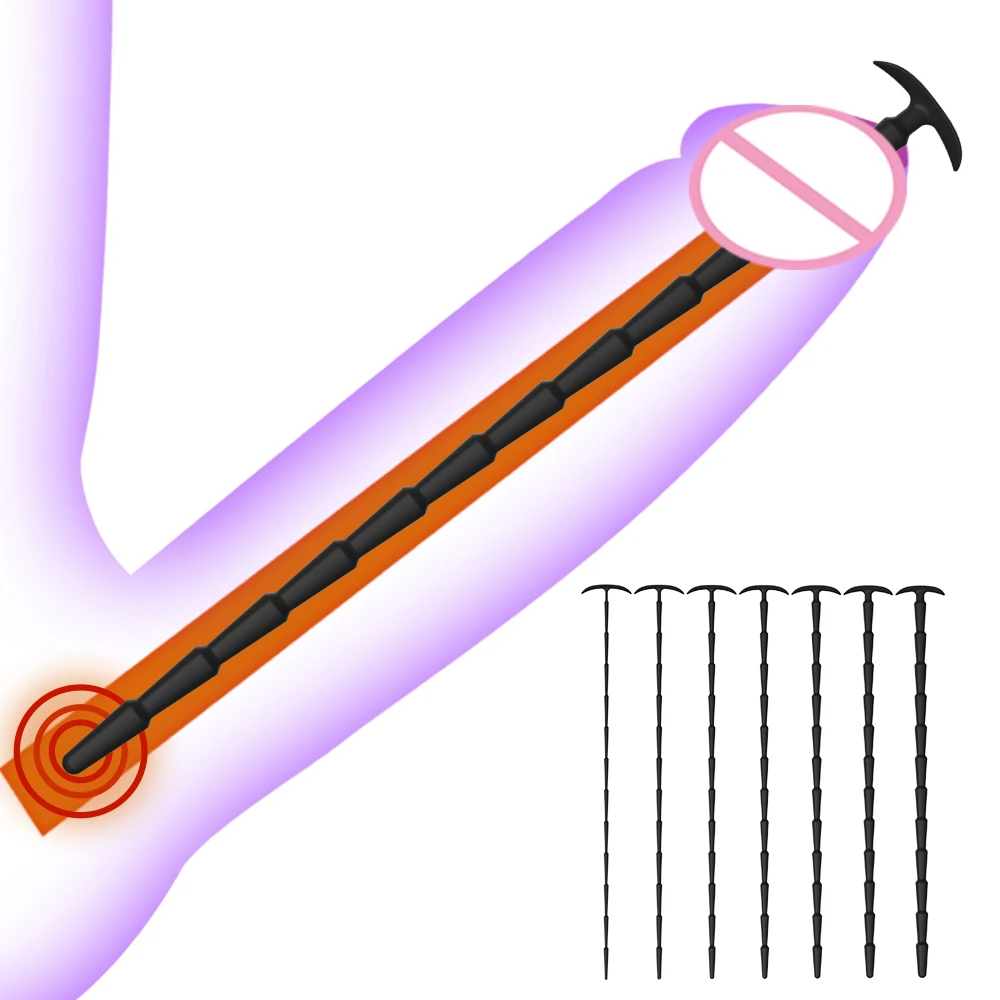 Tapón de silicona para pene de recién desarrollado, catéter con sonido uretral largo, dilatador, irritación ocular de caballo, estimulación del pene, Juguetes sexuales para hombres