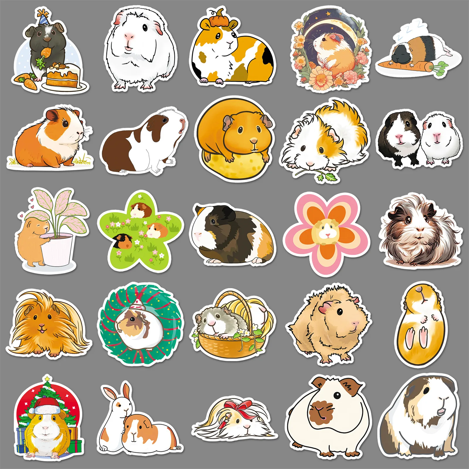

10/51PCS Cartoon Guinea Pig Sticker Kawaii Funny Graffiti Waterproof Decal Kids Toy for Diary Stationery Box Luggage Guitar