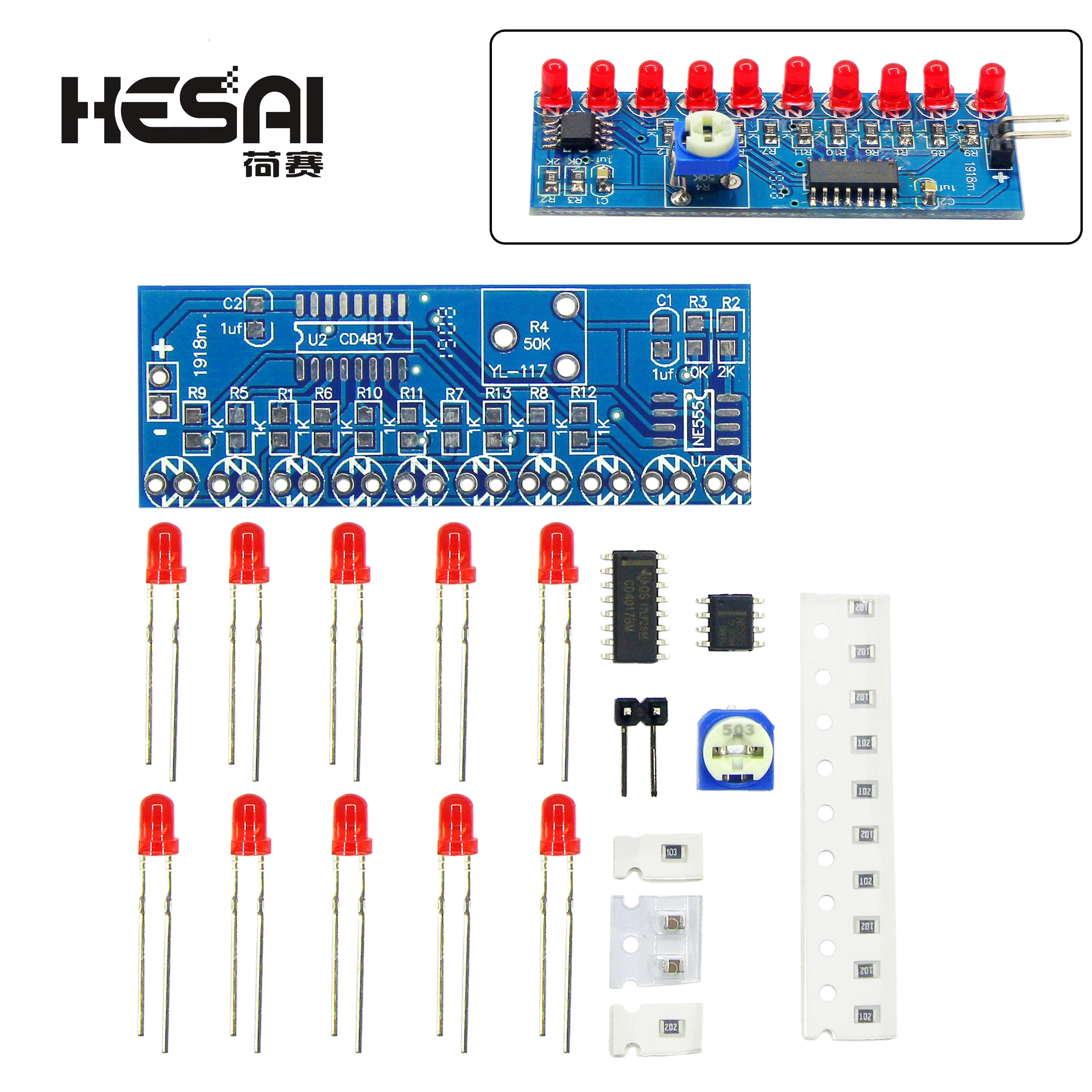 NE555 CD4017 NE555 Driver Water Powered Board Circuit Water Flowing Light LED Electronic Module DIY Kit Running Light Drive