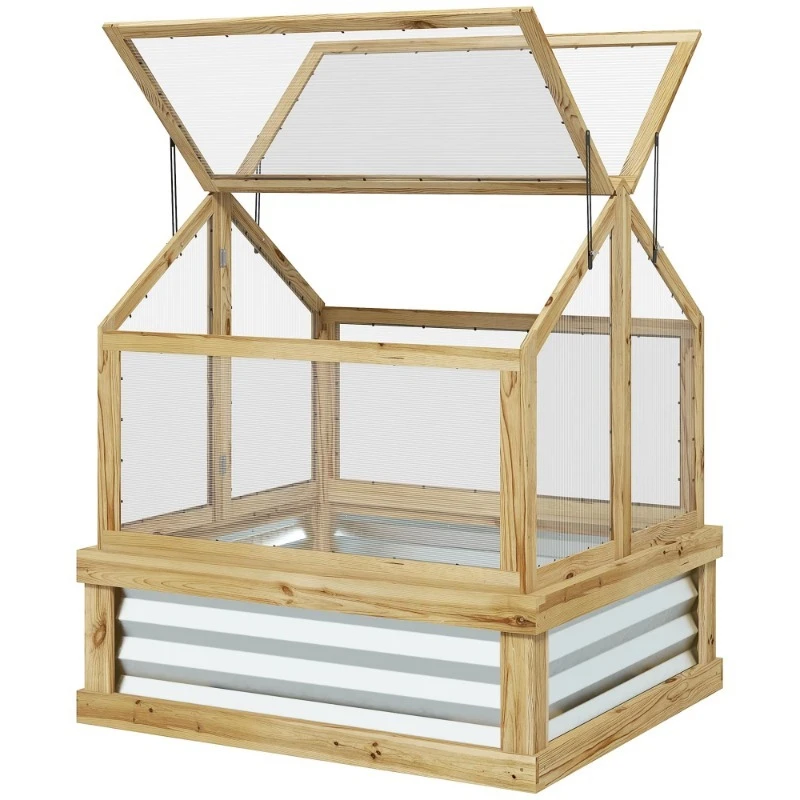 Elevated wooden flower pots with lattice design are suitable for outdoor spaces